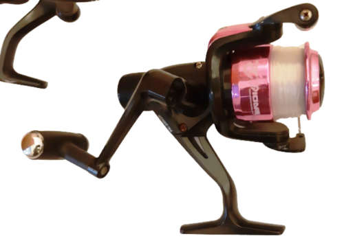 TWO PIONEER FISHING REELS ~ STANDARD CONVENTIONAL: MUSTANG and PINK COMBO