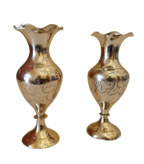 TWO BRASS VASES