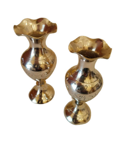 TWO BRASS VASES