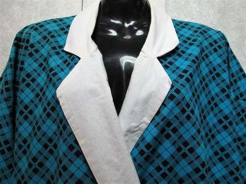 Vintage c1980's Turquoise & Black Drop Waist Cotton Dress - Size 32