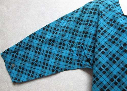 Vintage c1980's Turquoise & Black Drop Waist Cotton Dress - Size 32