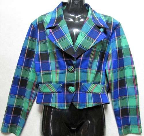 Vintage Cropped Tartan Patterned Jacket - Size 36 (Chest 92cm)