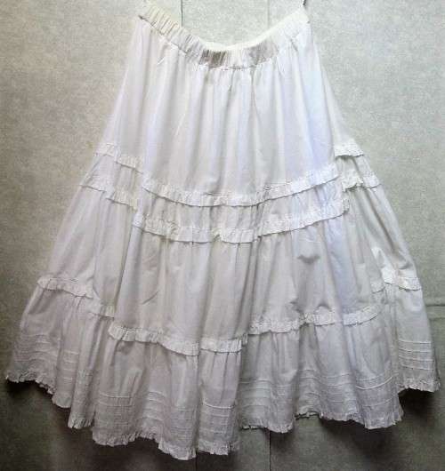 Vintage White Cotton Skirt/Petticoat - Elastic Waist 78cm-104cm