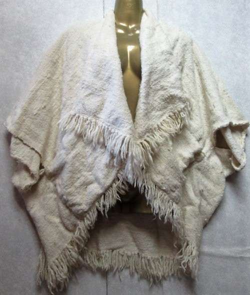 Vintage Thick Cream Wool Loose Fit Hippie Jacket - One Size Fits All