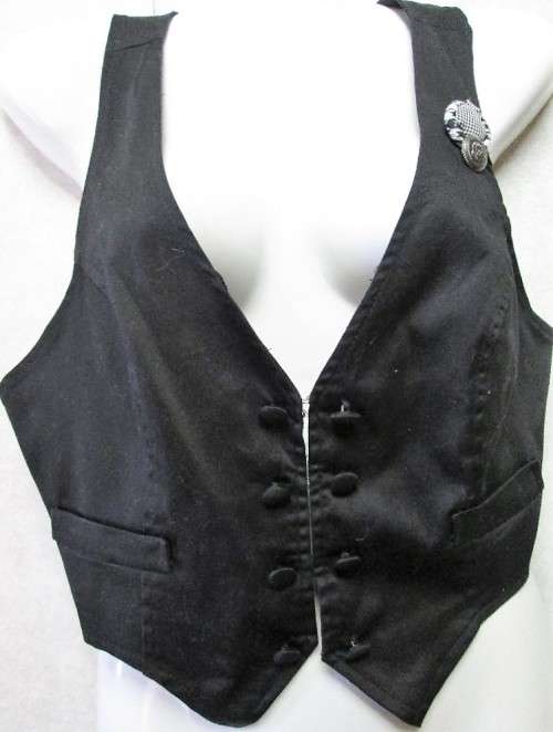 Stretch Cotton Black Waistcoat - Size 32 *Quality Brand