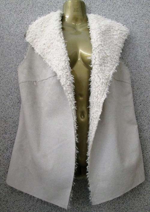Very Soft Stone Sherpa Sleeveless Jacket - Size M