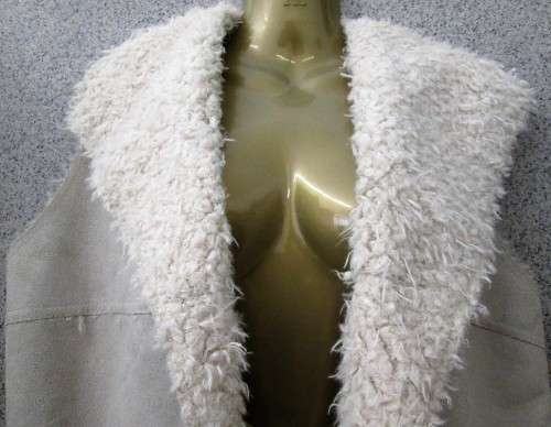 Very Soft Stone Sherpa Sleeveless Jacket - Size M