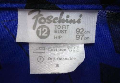 Vintage Purple & Black Patterned  Polyester Dress - Size 36