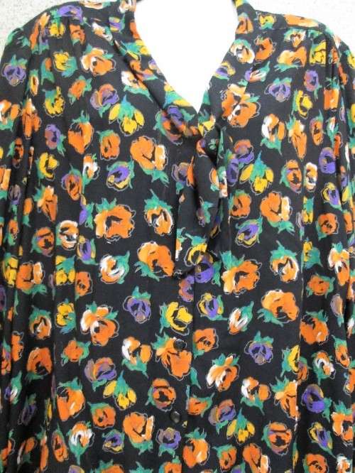 Vintage Viscose Floral Pattern Two Piece - Size 42