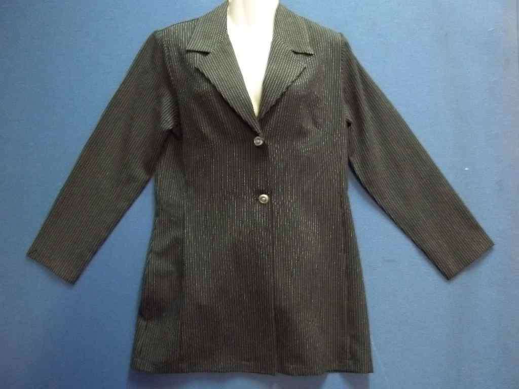 Black & White Pinstripe Lined Jacket - Size 34