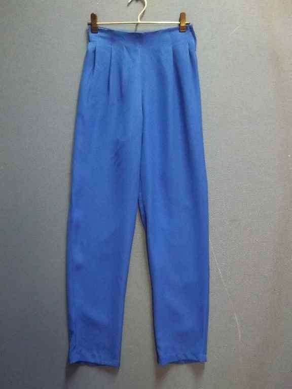 Royal Blue Pleated Polyester Pants With Elasticated Waist, Unworn With Original Tag - Size SS