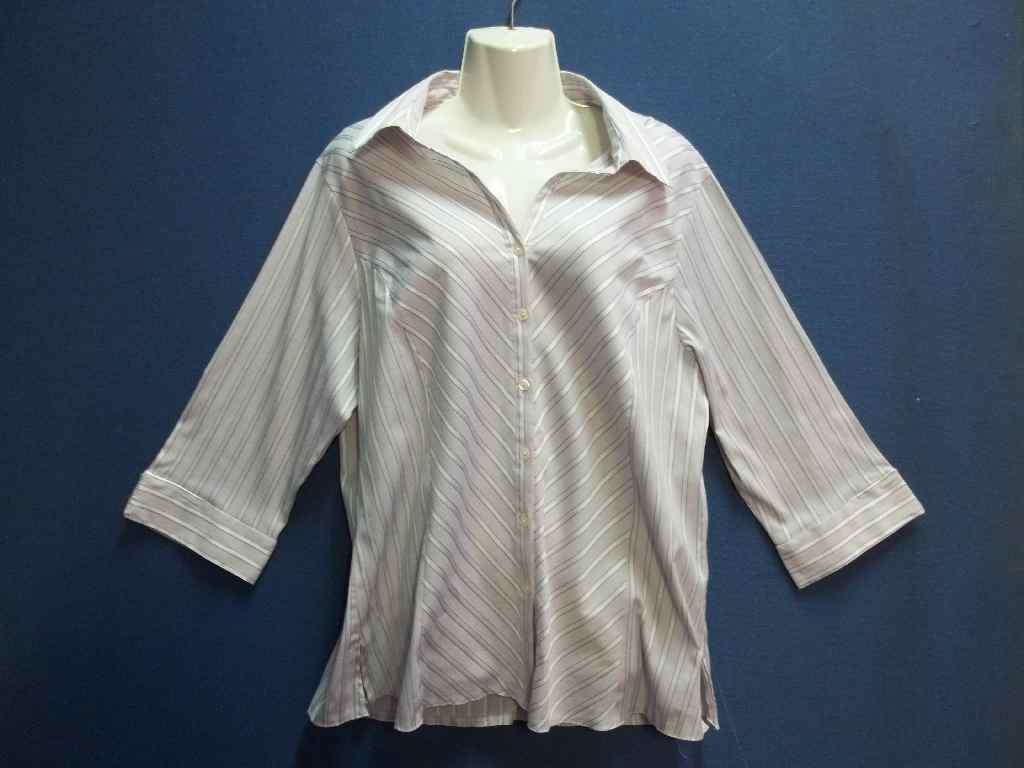 Pale Lilac Stretch Stripy Shirt (Polycotton + Spandex) - Size 44