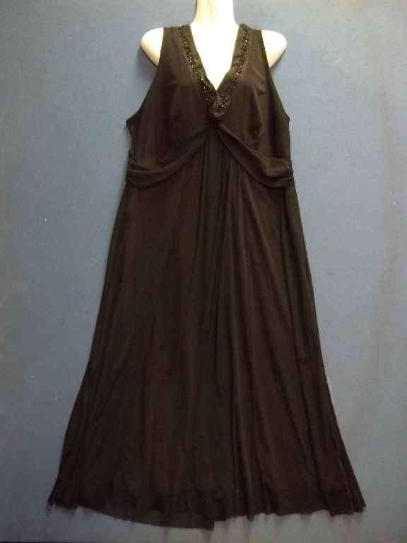 Lined Black Evening Dress (100% Polyester) - Size 42 * Quality Brand