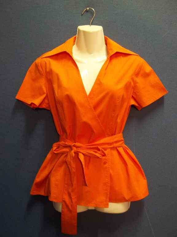 Stretch Orange Crossover Shirt (97% Polyester / 3% Spandex) - Size 34 * Quality Brand