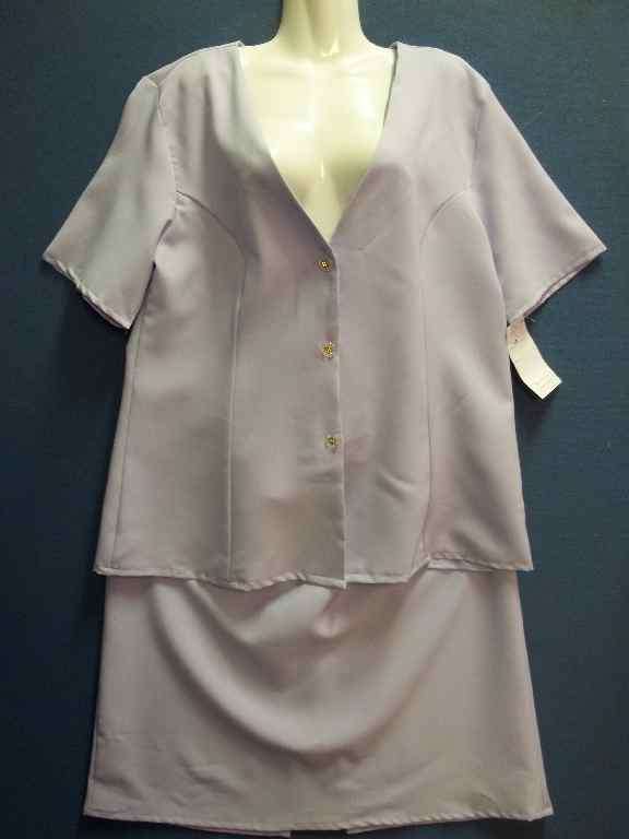Lilac Polyester Two Piece (Skirt Has A Non-Elasticated Waistband) - Size 42