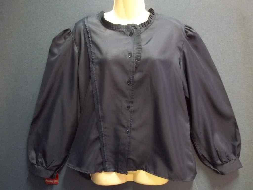 Navy Polyester Shirt With Ruffle Detail - Size 42