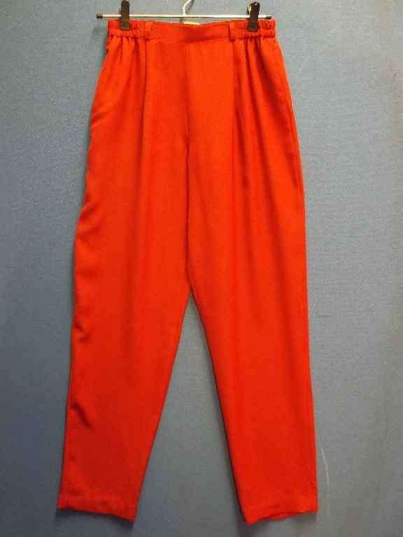 Brick Red Polyester Pants With Elasticated Waistband - Size M (Unworn)