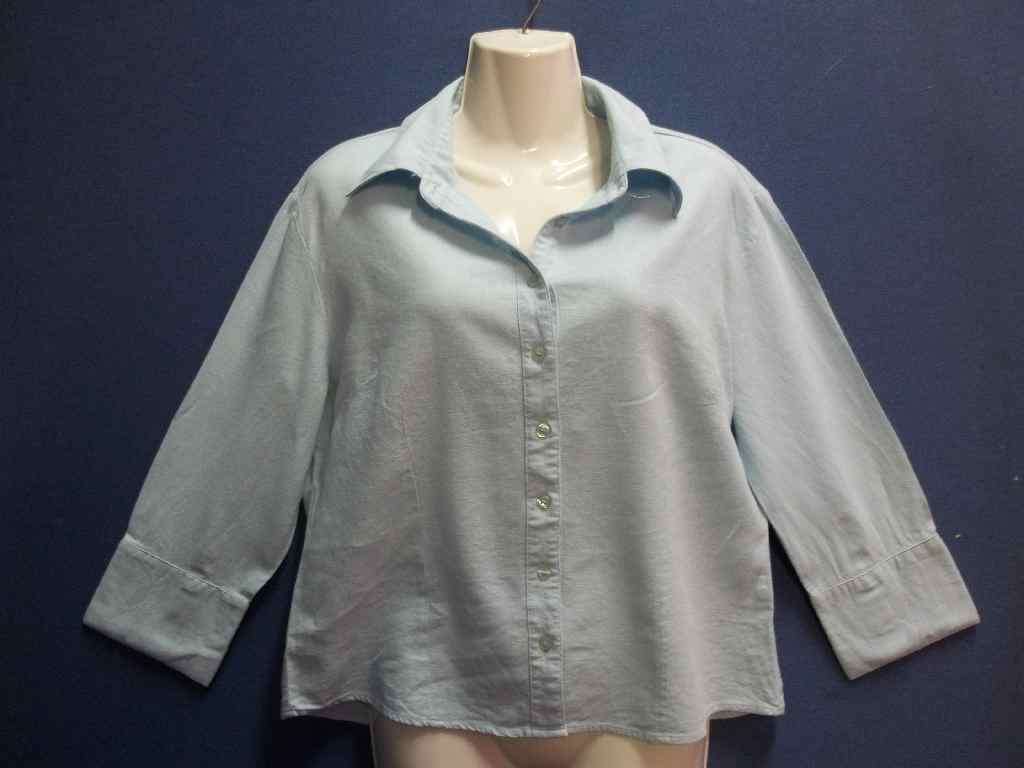 Milkshake Blue Three Quarter Sleeve Shirt (55% Linen / 45% Rayon) - Size 40