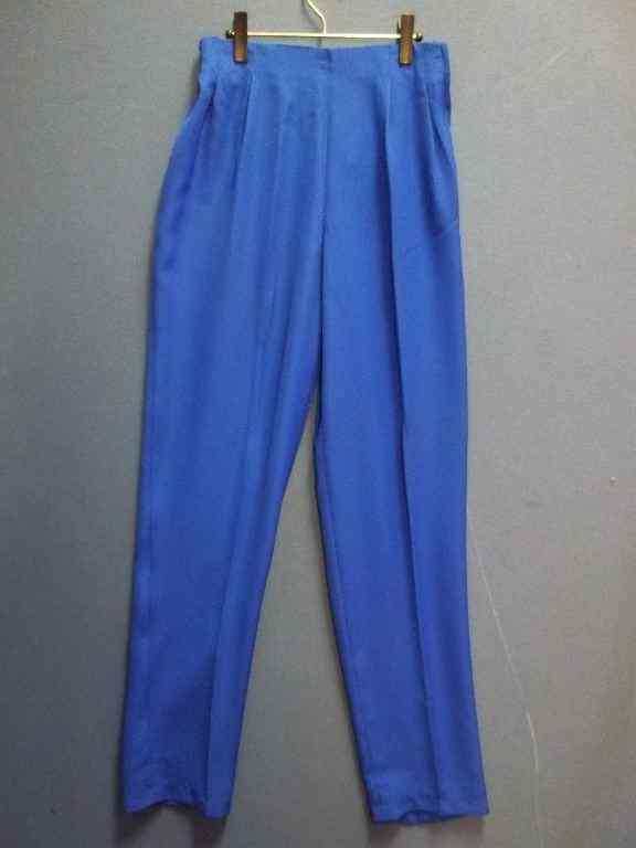 Indigo Polyester Pants With Elasticated Waist - Size S