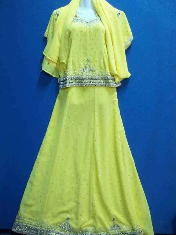 Beautiful Yellow Beaded Punjabi - Chest 92cm, Waist 72cm-80cm