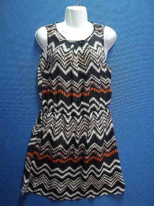 Patterned Viscose Sleeveless Dress With Elasticated Waist - Chest 97cm