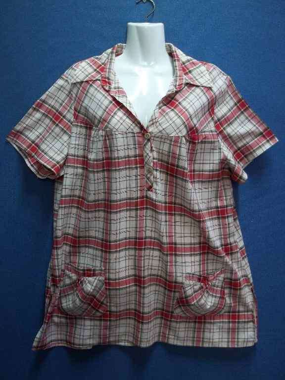 100% Cotton Longer Length Check Shirt With Pocket Detail - Chest 116cm
