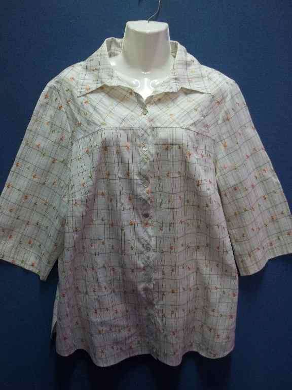 Polycotton Shirt With Floral Embroidery - Size 44 * Quality Brand