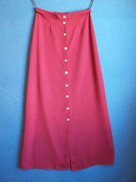 Brick Red Button Up Polyester Skirt - Waist 67cm