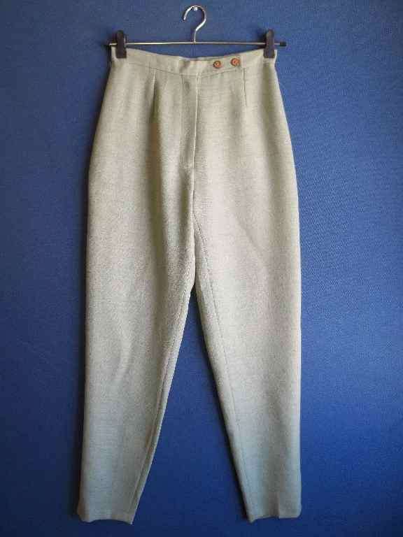 Vintage High Waisted Light Green Pants - Size 34 (Waist 68cm, Hips 100cm)