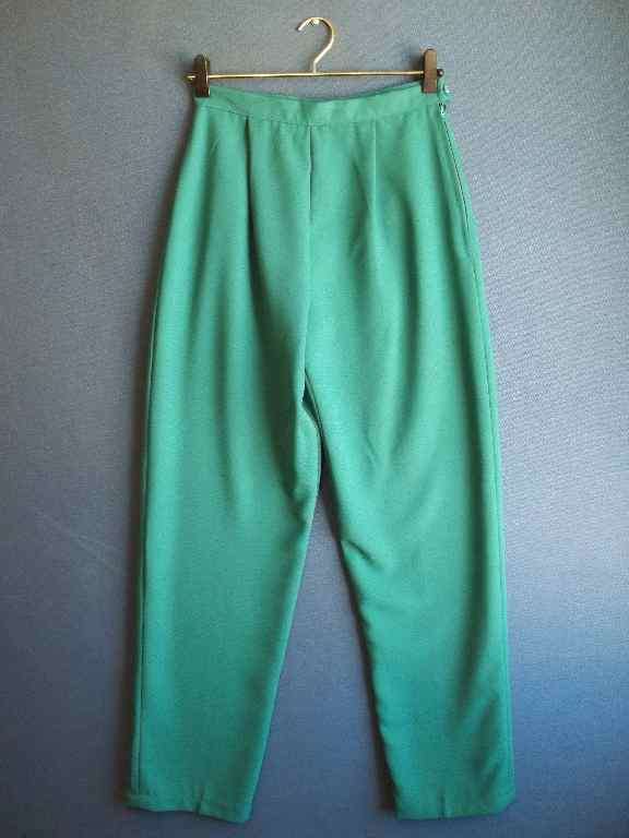 Green Polyester Pants - Waist 66cm, Hips 100cm)