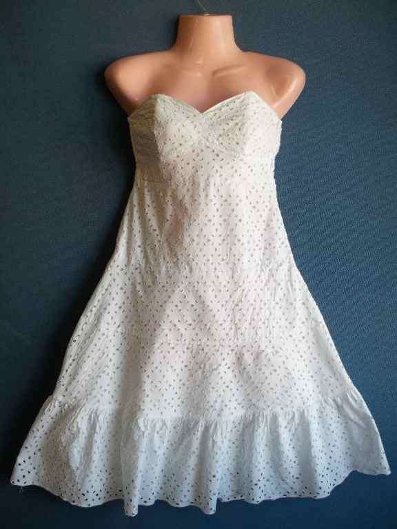 Strapless Lined White Dress - Chest 72cm, Waist 68cm