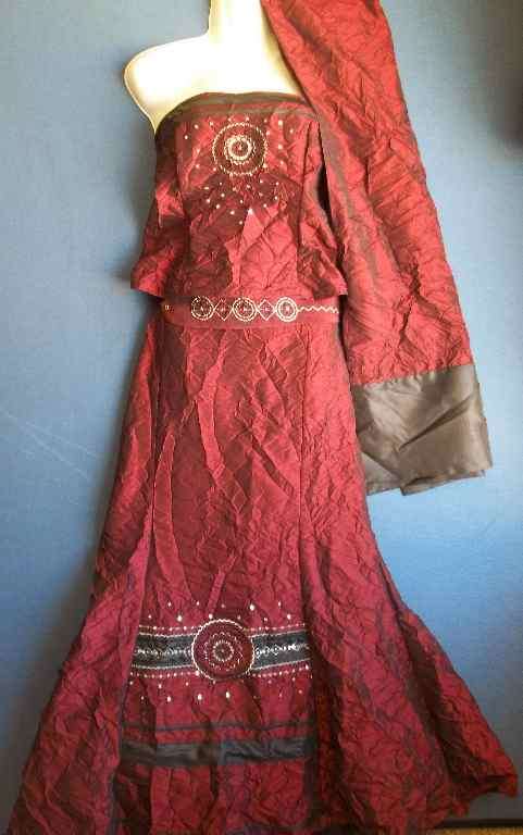 Maroon & Black Crinkle Formal Outfit - Imported Fabric - Size 40 * Quality Brand
