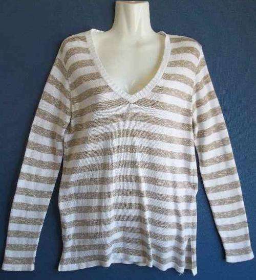 White & Stone Stripy Lightweight Jersey Top - Chest 96cm
