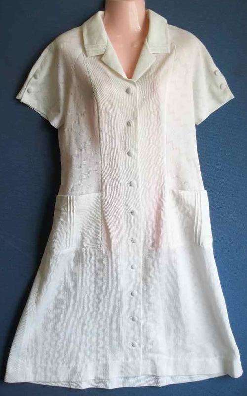 Vintage White Polyester (Uniform?) Bitex - Size 38 (Chest 98cm)