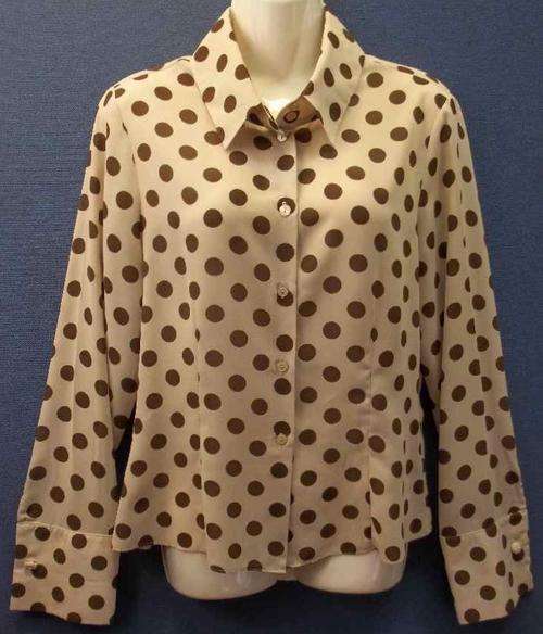Beige & Brown Polka Dot Lightweight Polyester Shirt - Size 32 * Quality Brand
