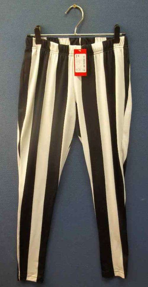 Black & White Stripy Stretch Polyester Tights - Size 34 * New + Tag