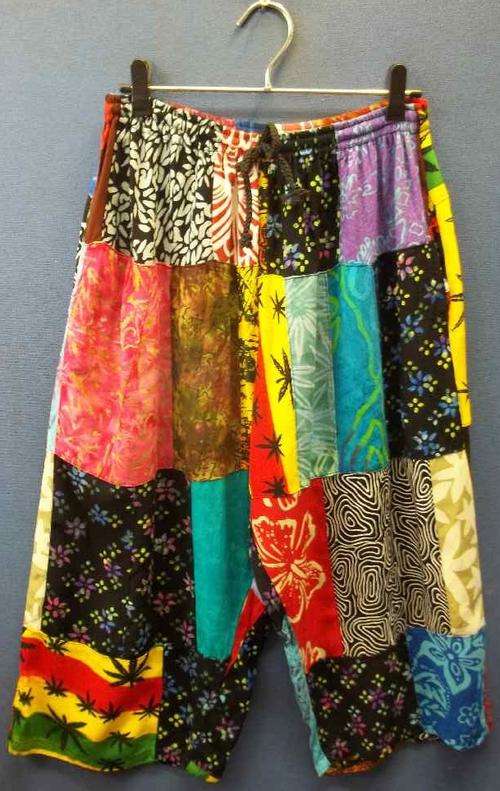 Patterned Loose Fit Rayon Cropped Pants - Sixe XL (Waist 68cm-98cm, Hip 128cm)