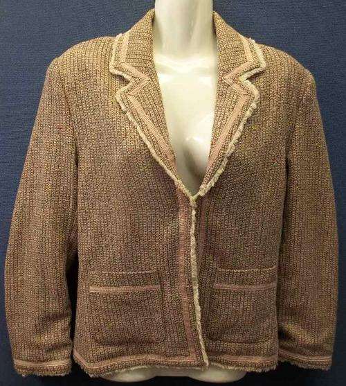 Pink With Fray Detail Lined Wool/Polyester Jacket - Size 34 * Quality Bran