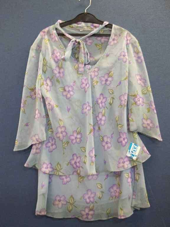 Lilac/Purple Chiffon Two Piece - Size 42 (Lined Knee Length Skirt Waist 86-108cm)