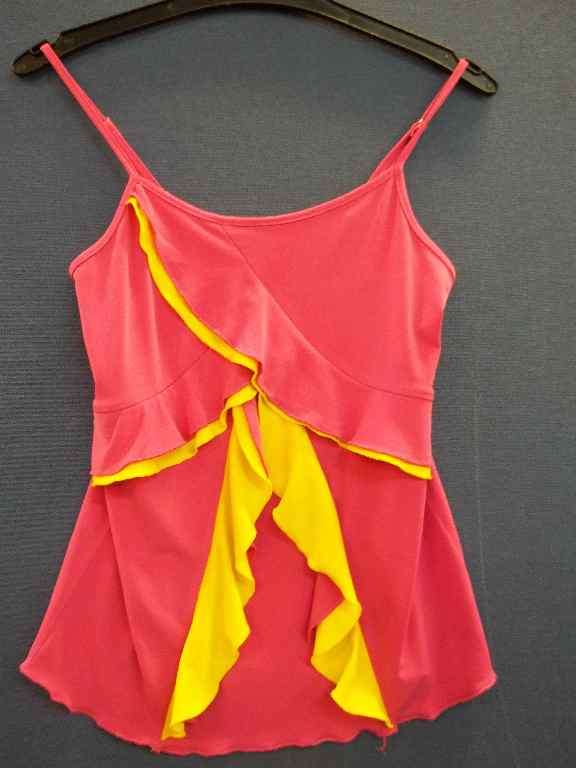 Flirty Pink & Yellow Strappy Stretch Top - Size S