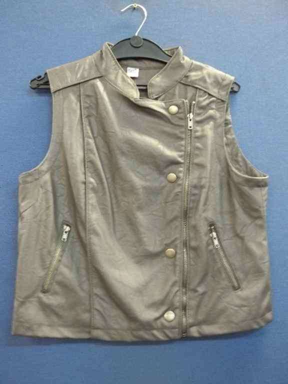 Sleeveless Grey PVC Jacket - Size XL