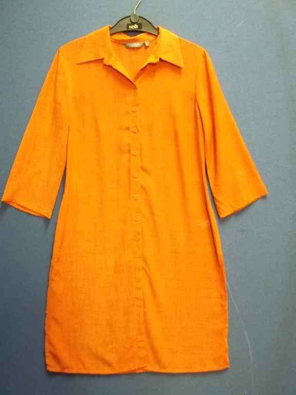 Long Length Orange Polyester Shirt - Size 34 * Quality Brand
