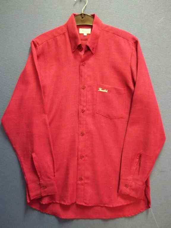 Maroon Textured Long Sleeve Men's Shirt - Size S