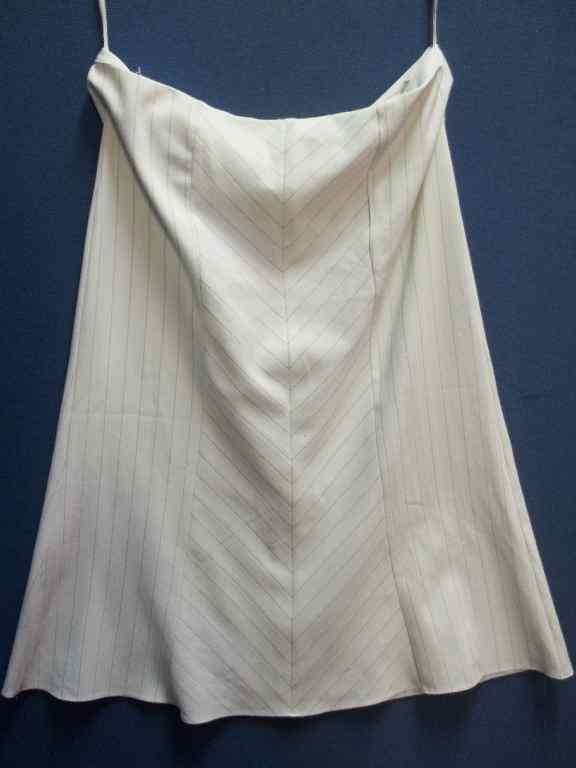 White With Fine Black Stripe Stretch Skirt (Polyester/Spandex) - Size 40