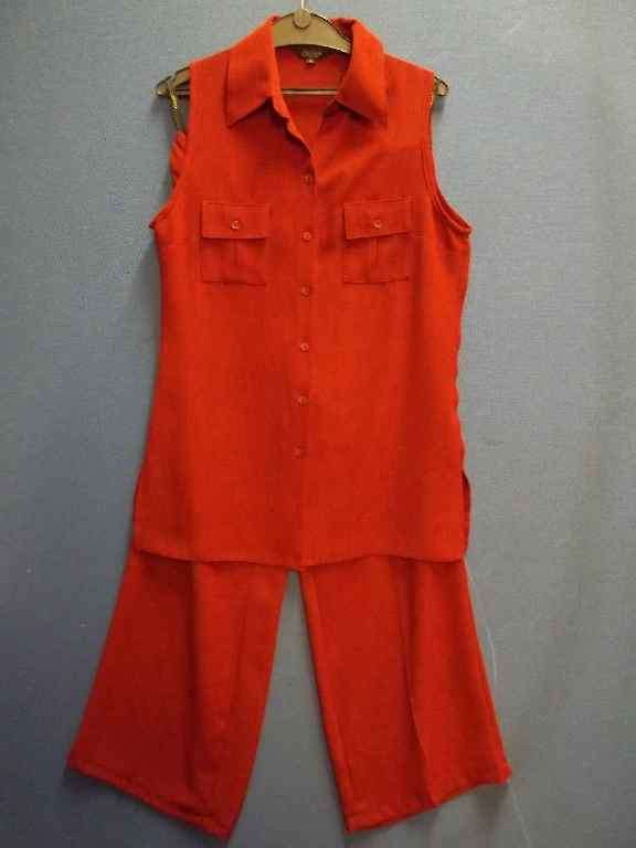 Dark Red Polyester Two Piece - Size 36 (Waist 84cm, Hip 100cm) * Quality Brand