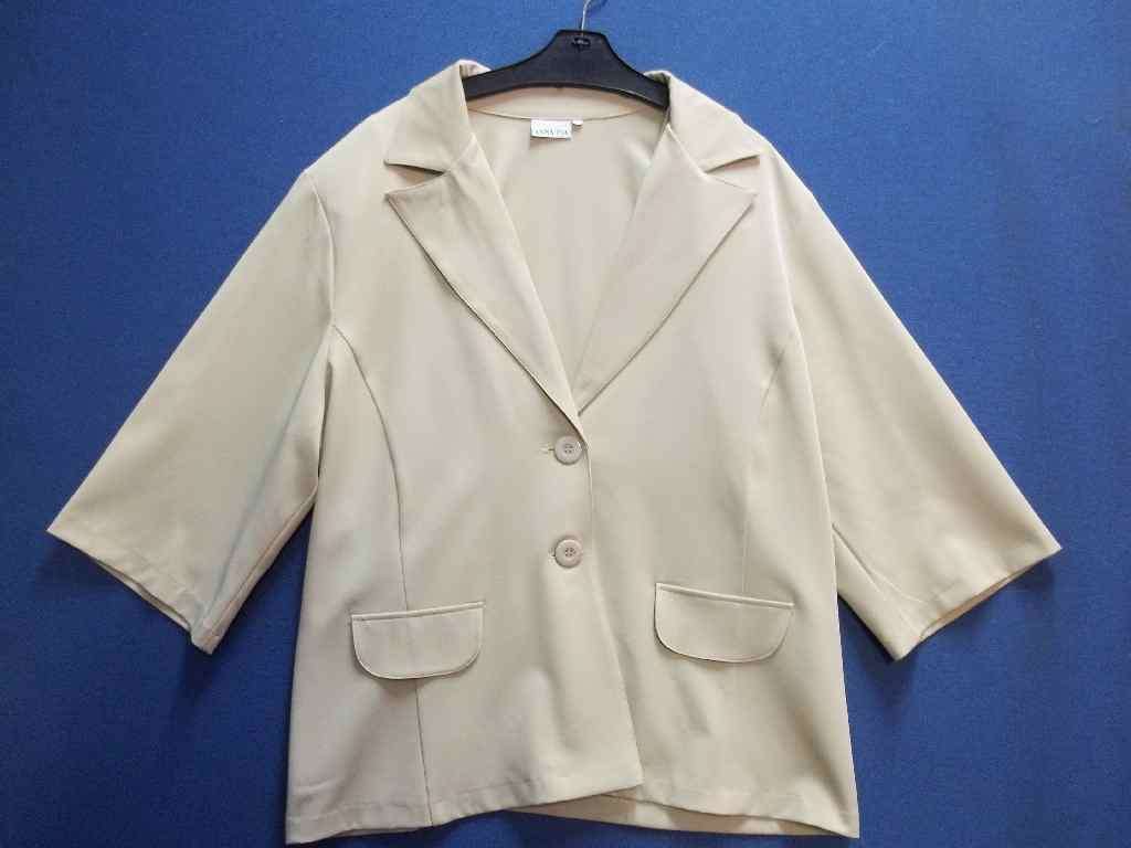 Beige Polyester/Spandex Jacket - Size 48 * Quality Brand