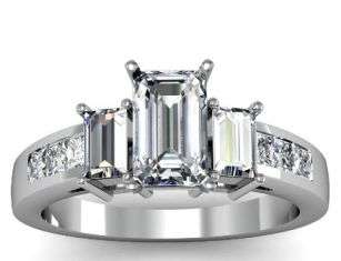 Exquisite Breathtaking -**NEW DESIGN!!**STUNNING! SOLID STERLING SILVER EMERALD CUT TRILOGY RING - 7