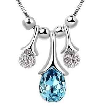 STUNNING !! AUSTRIAN CRYSTAL WATER DROP CHAIN NECKLACE & PENDANT