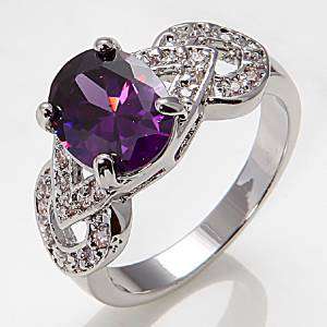 STUNNING! Genuine Amethyst Stirling Silver Ring - Size 7