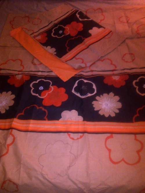 Single duvet (brown/orange/beige) with 2 pillow cases